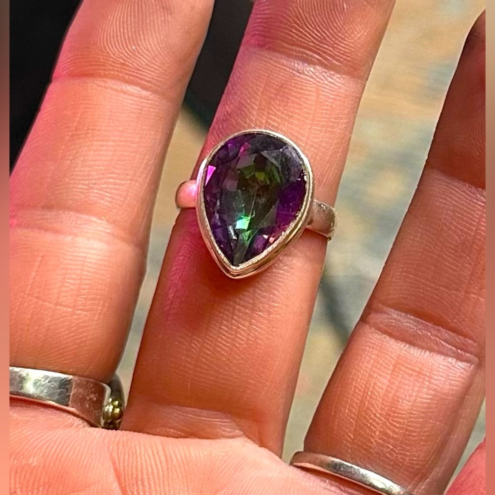 925 mystic topaz ring